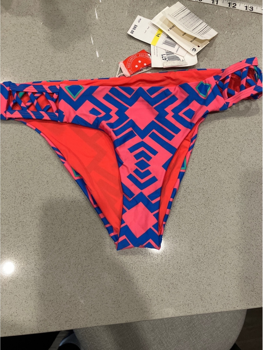 NWT Red Carter Geometric Print Bikini Bottoms Size M